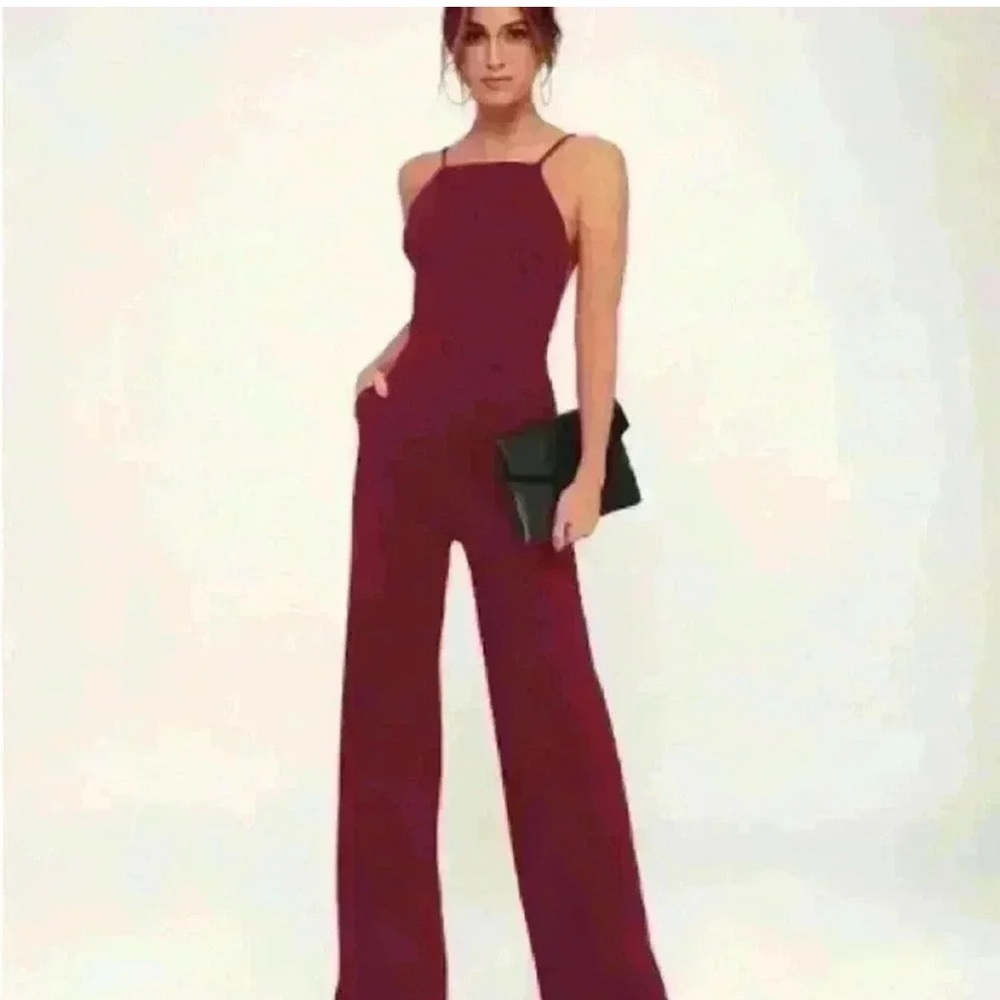 NEW! Lulu’s Something to Behold Burgundy Jumpsuit